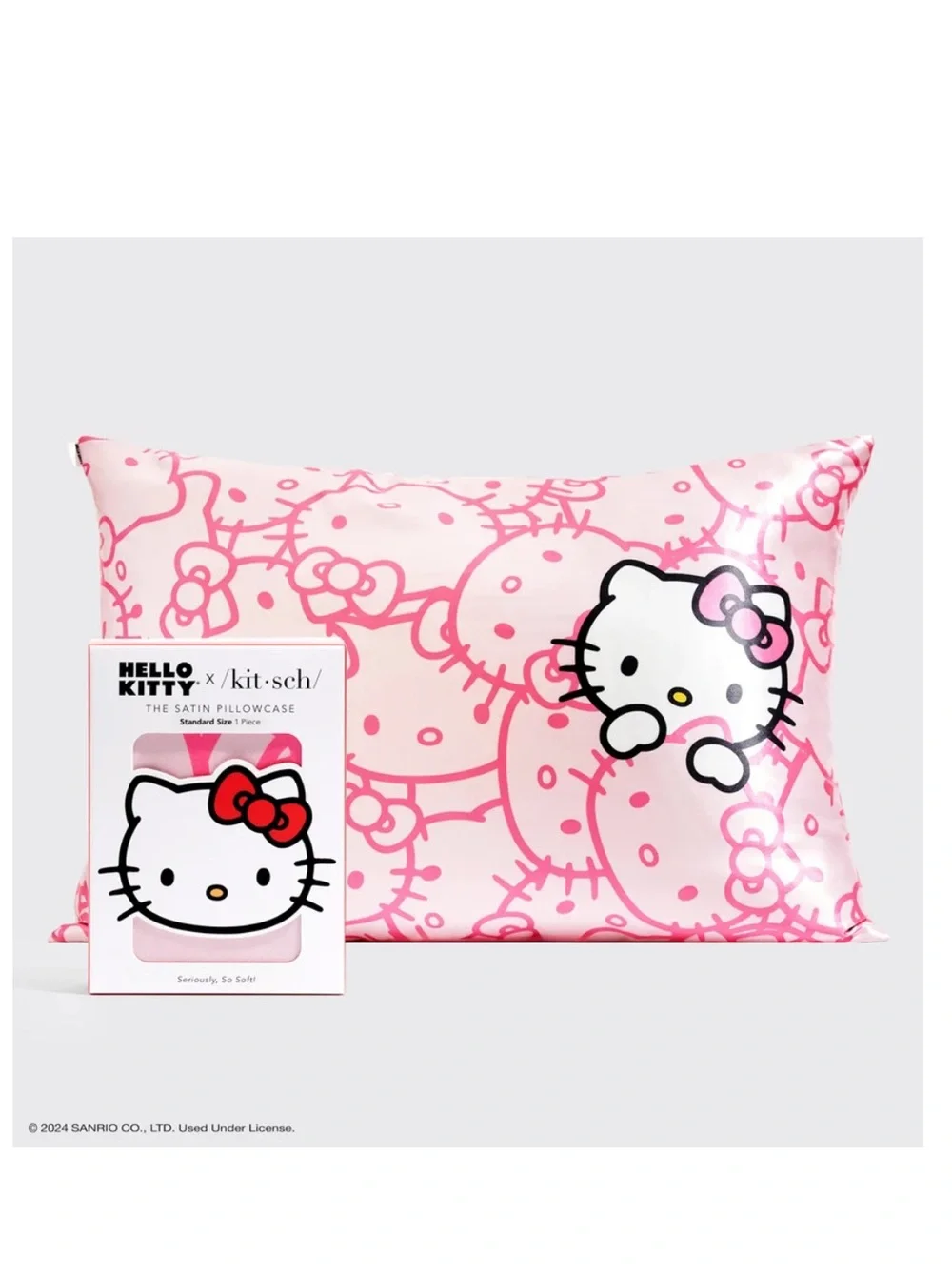 NIB KITSCH x Hello Kitty Pink Satin Standard size Pillowcase